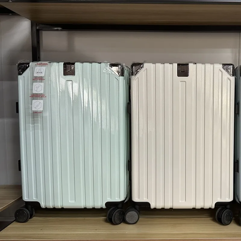 Qideming Factory Aluminum Frame Luggage Trolley Case Wholesale Large Capacity Password Hard Suitcase.