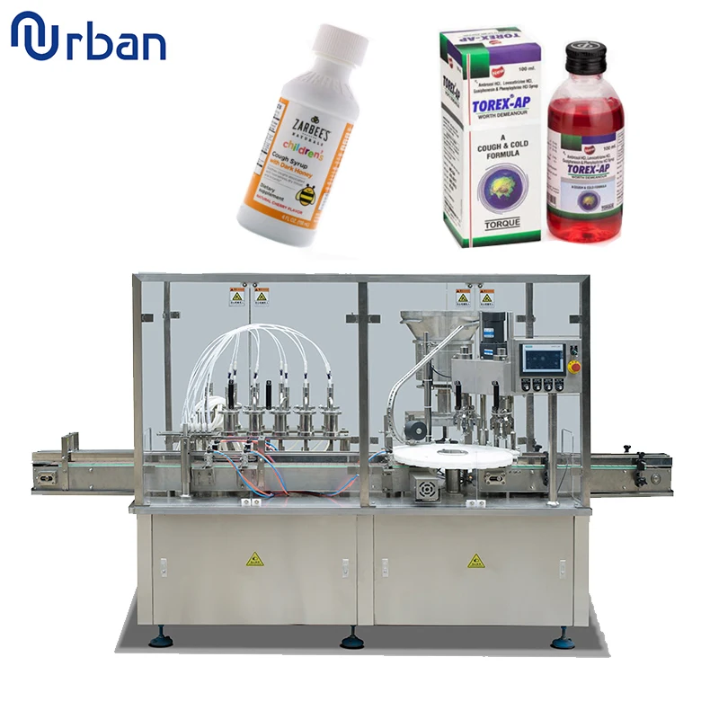 CE Certification Automatic 120ml 200ml Syrup Bottle Filling Capping Labeling Machine