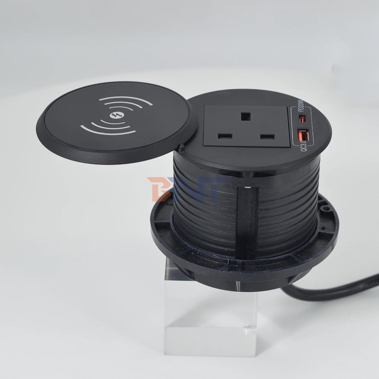 Customized Recessed round Grommet Desktop Tabletop Socket with USB-C Port Hidden in Office Desk Mounted Socket New