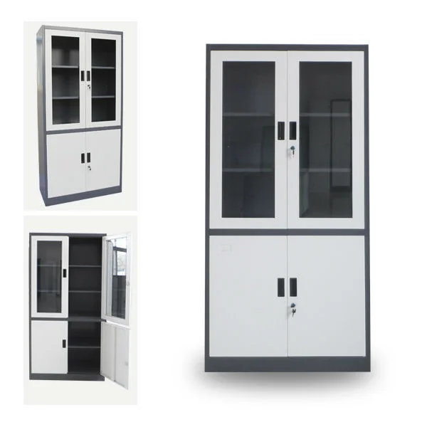WJG-06 Wholesale office furniture steel file storage cabinet with 2 glass doors metal filing cabinet