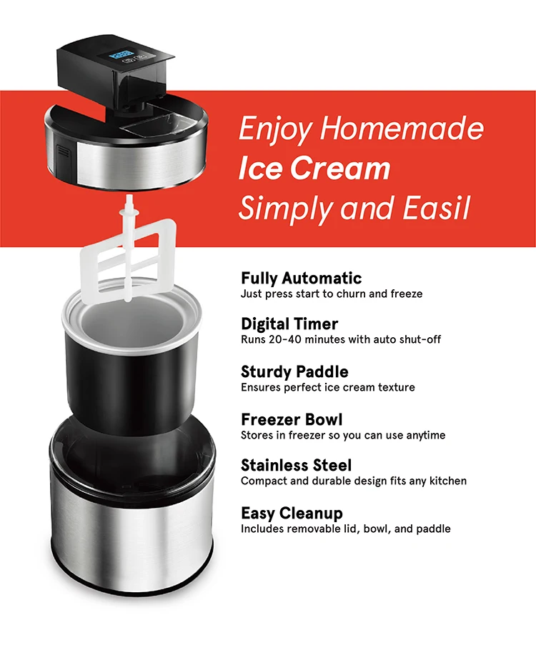 Portable Hard Ice Cream Maker Home Mini Ice Cream Machine Electric 12 Round Automatic Household Digital Timer Snowmake Ice Creem