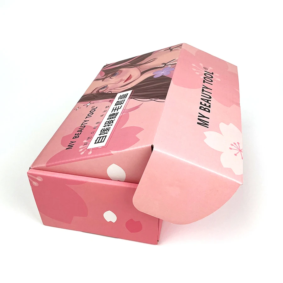 Custom Printing Pink Corrugated Mailer Mailing Make Up Cosmetic Lipstick Packaging Paper Shipping Boxes