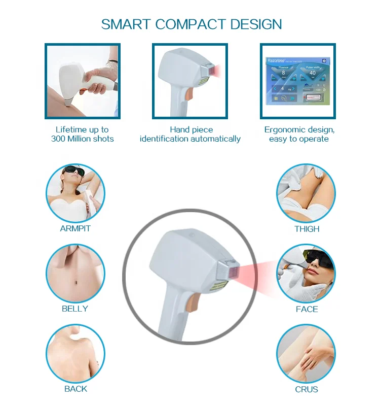 Most powerful diode laser hair removal system 755 808 1064 nm for dark skin TEC cooling system with free training