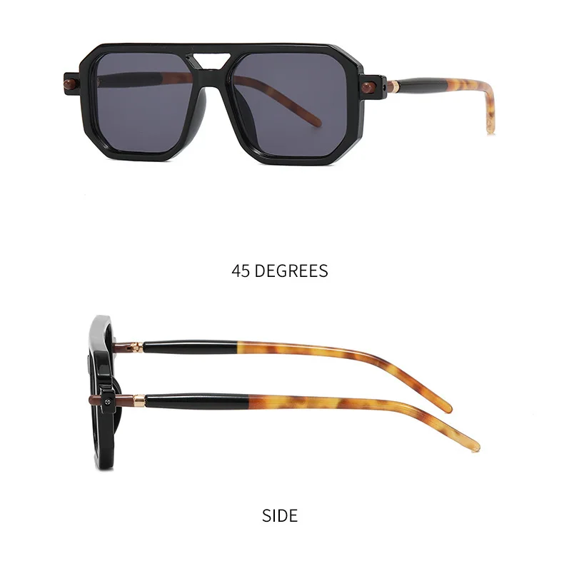 2023 Unique Double Bridges Polygon Square Fashion Colorful Women Sunglasses Square Retro Steampunk Sunglasses for Men
