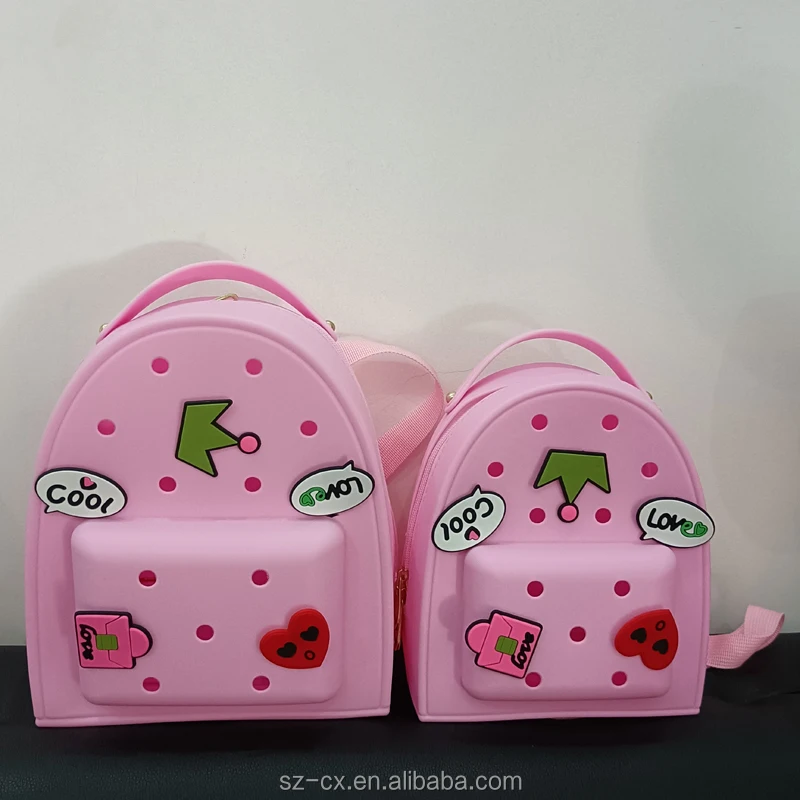 women kids fashion cute creative cartoon bogg eva back pack diy charm handmade bookbag backpack