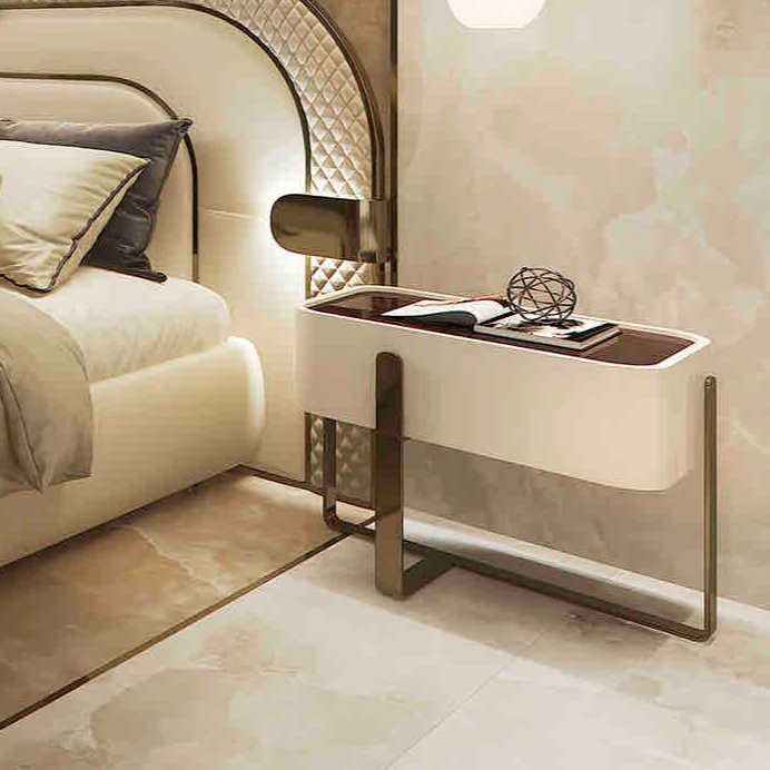 Nordic Luxury Bedroom Furniture Technology Reasonable Price Side Table White Bed Side Cupboard Nightstand Table