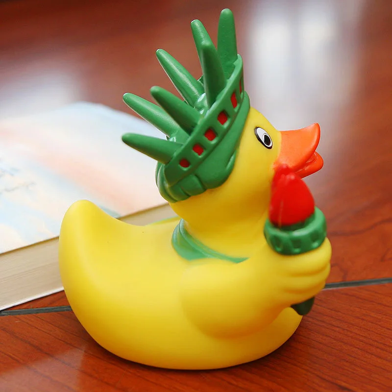 
Wholesale toddler bath toys Statue of Liberty yellow rubber duck customized 