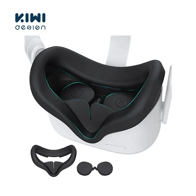 Накладка на лицо и крышка объектива KIWI совместимая с Meta/Oculus Quest 2 Силиконовая накладка защитой от пота для гарнитуры виртуальной
