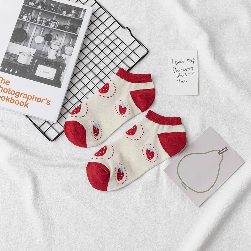 Cotton Ankle Socks Fashion Girls Animals Fruits Food Cute Socks Summer Boat Cotton Casual Sweet Short Funny Socks for Ladies