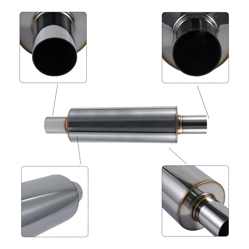 Auto Stainless Steel Exhaust Pipe Middle Muffler Modified 304 Exhaust Drum Sports Car Sound Wave General