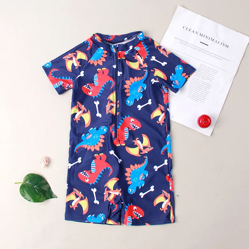 Boys One Piece Rash Guard Swimsuits Short Sleeve Swim Shirt for Kids UPF 50+ Sun Protection Bathing Suits