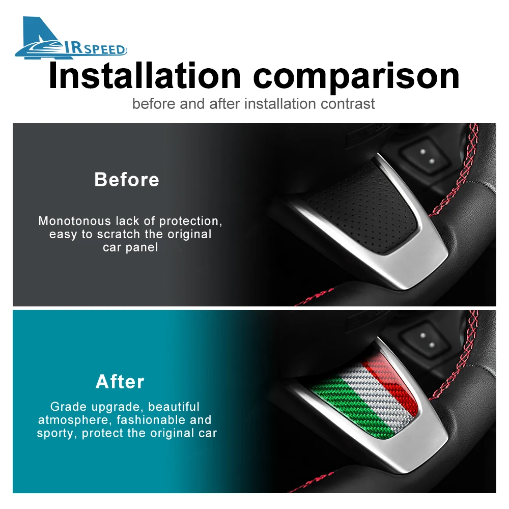 Real Hard Carbon Fiber Sticker For Fiat 500 Abarth 595 2012-2015 Car Bottom Tricolor Interior Trim Accessories
