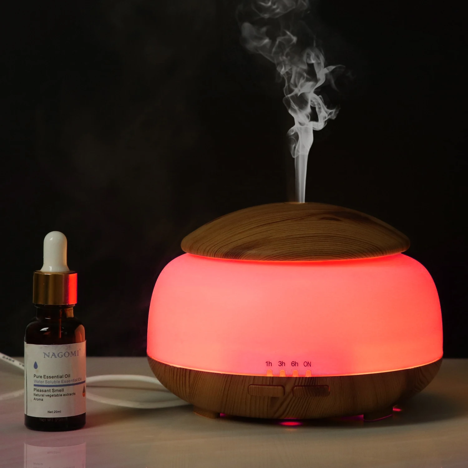
Factory Direct Sale 300ml Woodgrain Ultrasonic Diffuser Humidifier Timing Function Aroma Diffuser For Essential Oil 