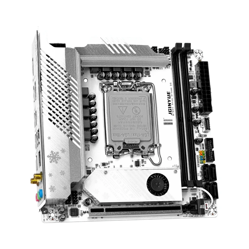 JGINYUE B760I Snow Dream DDR5 Gaming Motherboard High Speed Dual M.2 Interface 64G LGA 1700 Mini ITX PC Motherboard