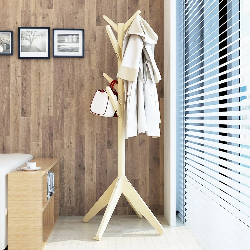 8 Hooks Wooden Coat Rack Clothes Stand Hat Bag Jacket Coat Hanger Rack Clothes Tree
