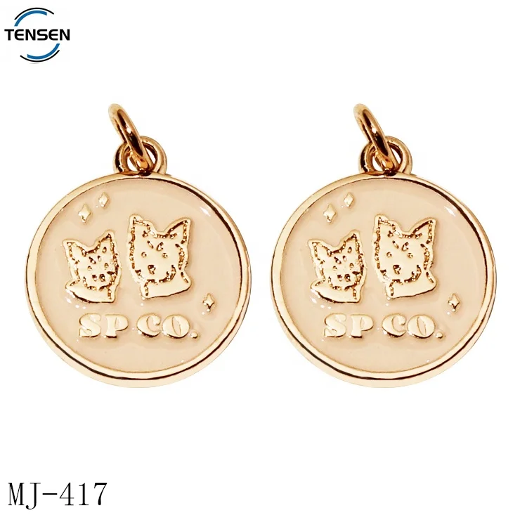 Custom exquisite jewelry round tags bracelet enamel accessory metal dog tag pendant charms for necklace fitting