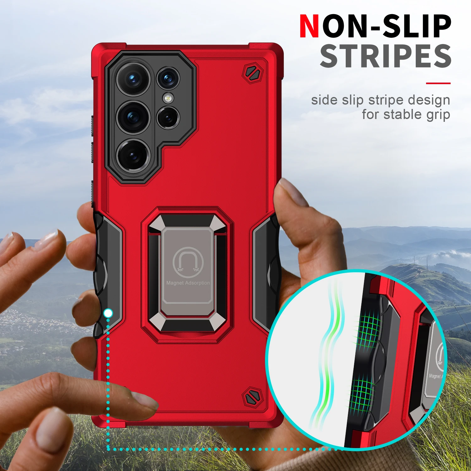 2022 New design Acrylic + TPU 3 in 1 Shockproof Mobile phone case With Metal support For Samsung Galaxy S22 Ultra 5G
