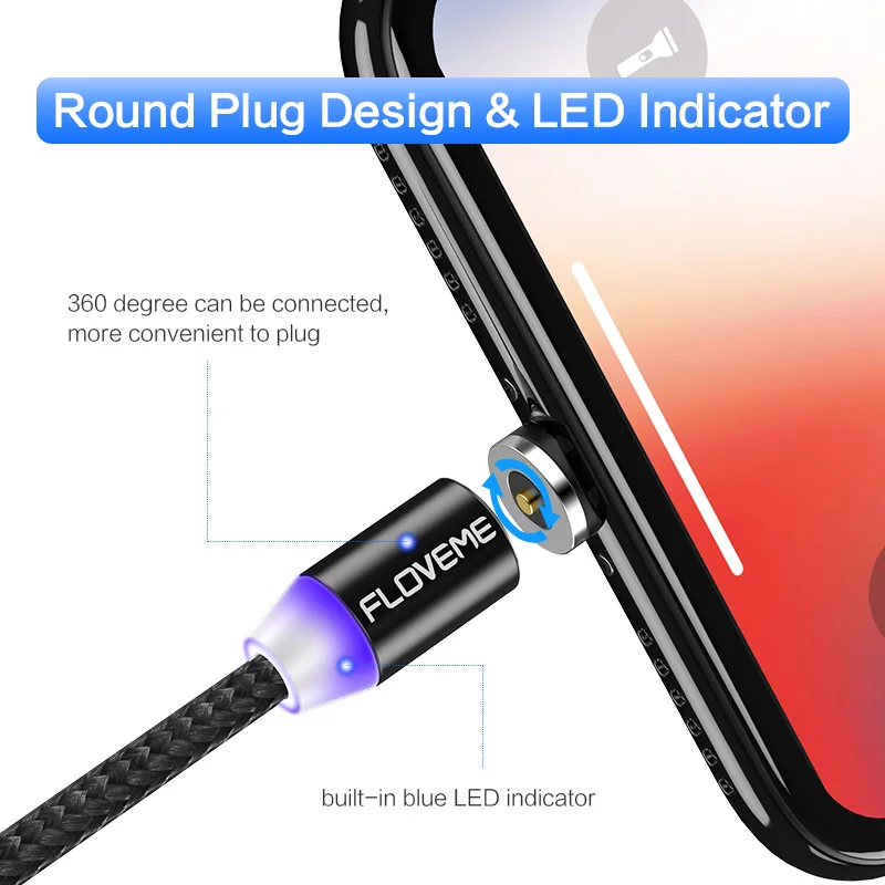  Бесплатная доставка 1 образец ок CE FCC RoHS Floveme 3 в Магнитный USB-кабель для зарядки телефона