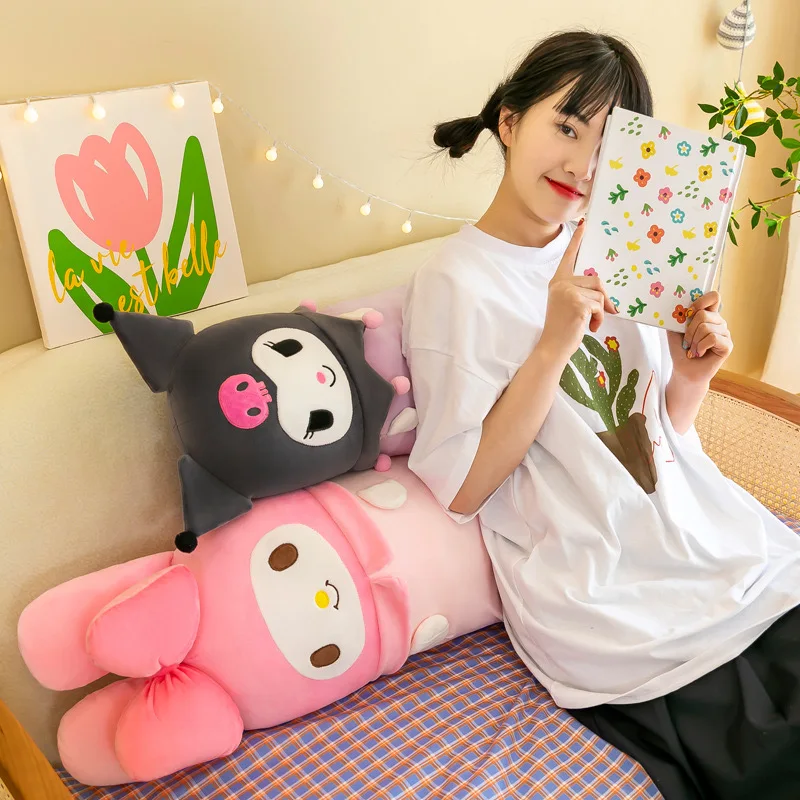 60CM Sanrioed Kawaii Soft Cotton Kuromi Plush Toy Long Pillow and Comfortable Cushion for Kids Home Use and Sleeping Gift
