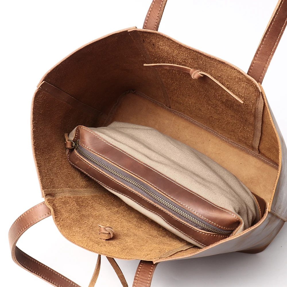 Crazy Horse Leather Totes Vintage Handbag Fashion Women Bags Made Of The Skin Of a Cattle