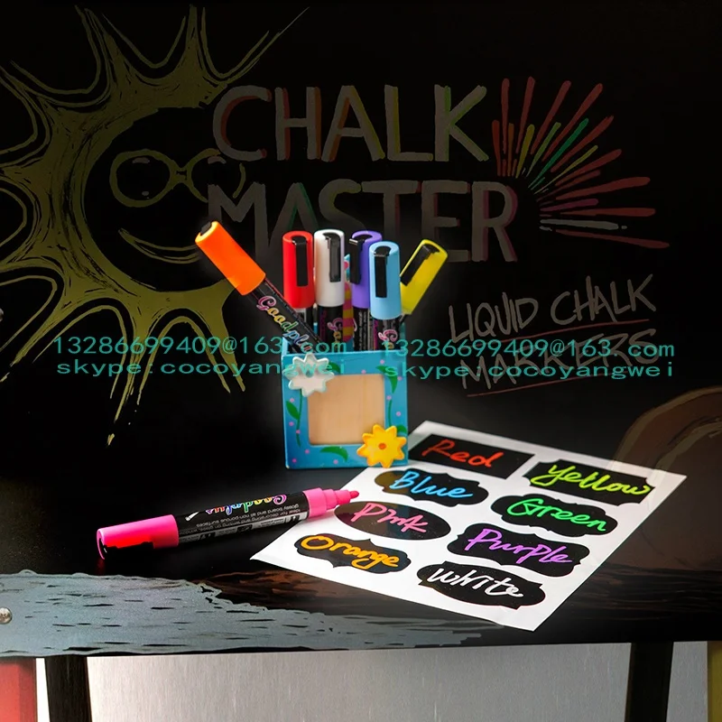2022 new  Dual Tip Assorted Color Chalk Markers for Blackboard Liquid Chalk Markers OEM Chalkboard pen