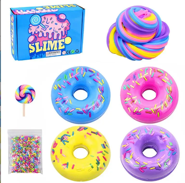 4pcs/set Doughnut Cotton Slime Sprinkles Charms Cloud Slime Soft Putty Slime Kiting