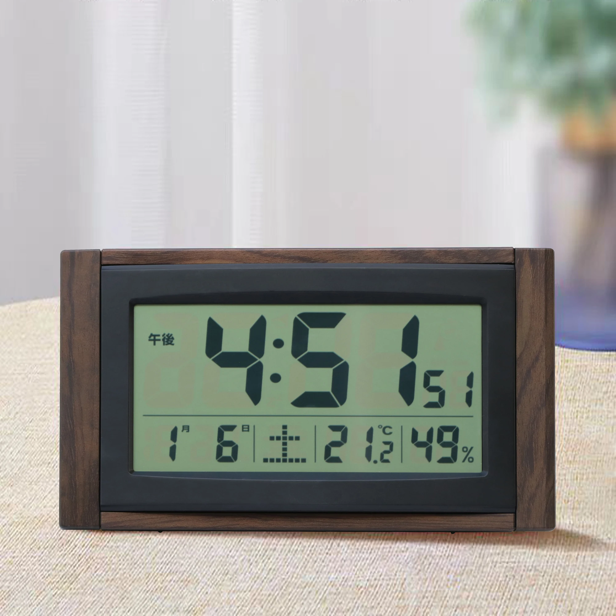 Large digital desk clock LCD alarm clock Modern clock with date and temperature and humidity