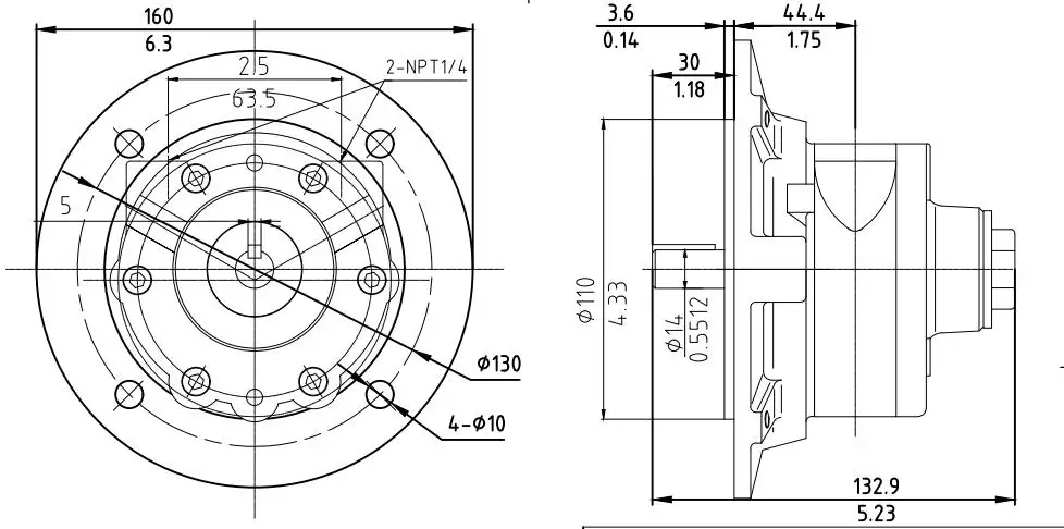 Высококачественный многолопастной Пневматический Мотор 2AM-F110 с фланцевым пневматическим ротором