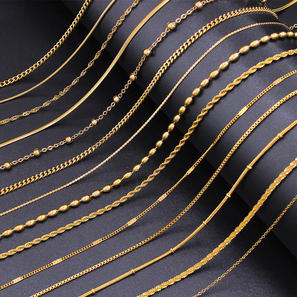 Support Customized Fried Dough Twists DIY Pendant Necklace Steel Titanium Vacuum Color Preserving Electroplating Necklace