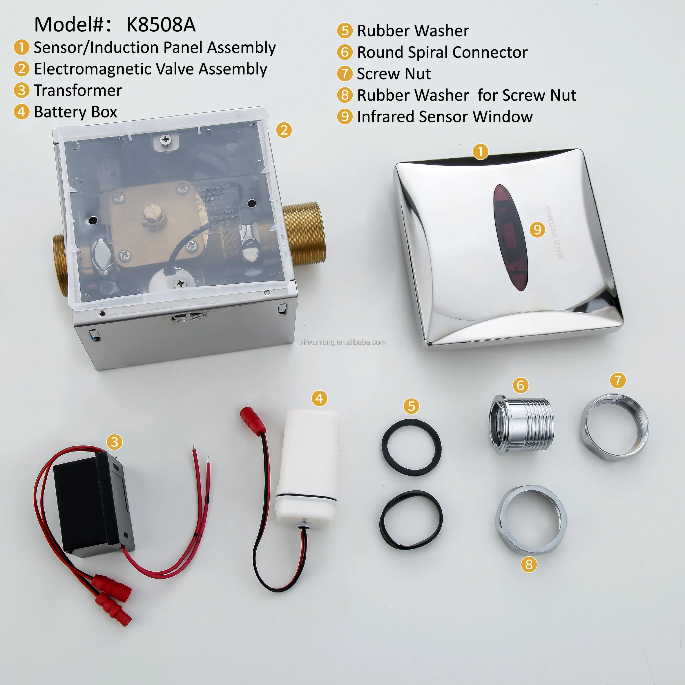 Automatic Urinal Flusher Copper Sensor Toilet Flushing Piss Inductive valve DC Battery or AC Wall Mounted