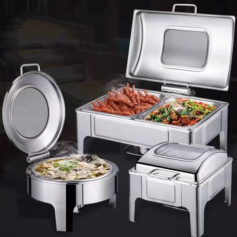 Restaurant Supplies 9L Food warmer Hydraulic Chafer Rectangle Catering Container set Wedding Party Buffet Chafing dishes