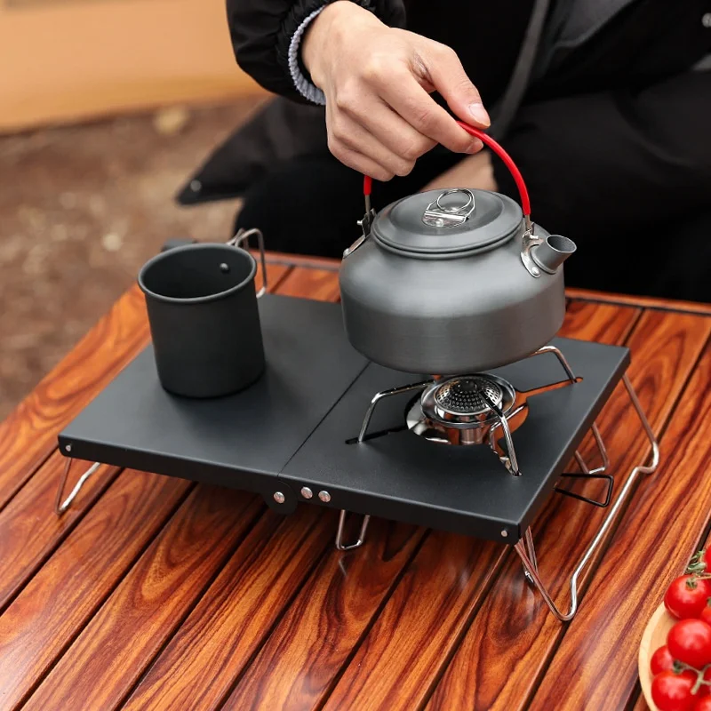 Heat Insulation Table Folding Storage Camping Table Spider Stove Multi-function Small Table Portable Aluminum Alloy Outdoor
