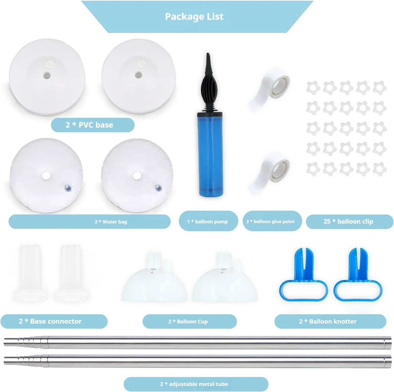 YA SHINE Reusable Metal Telescopic Design Telescoping Balloon Stand Set of 2 Balloon Column Stand Kit