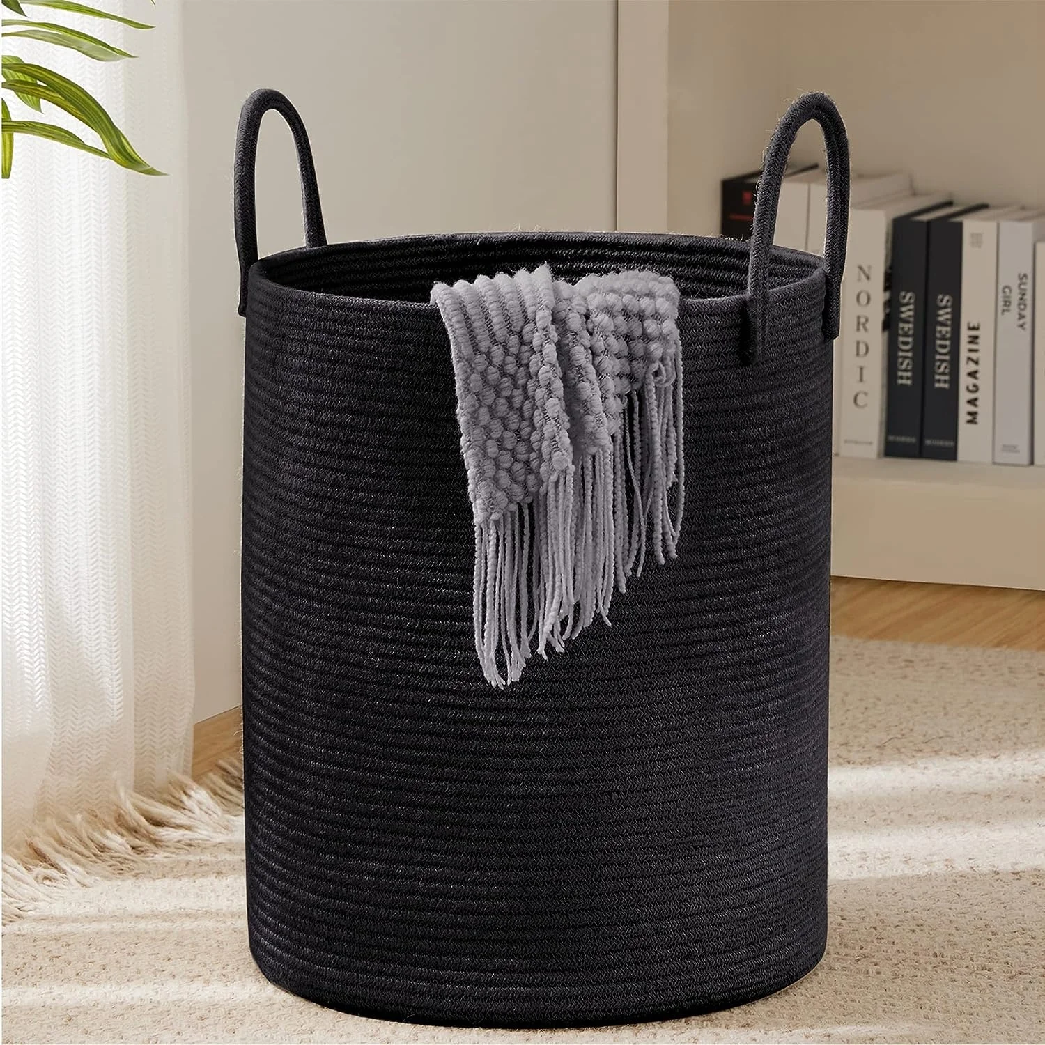 free samples 100% natural cotton rope basket baby foldable storage boxes laundry storage basket