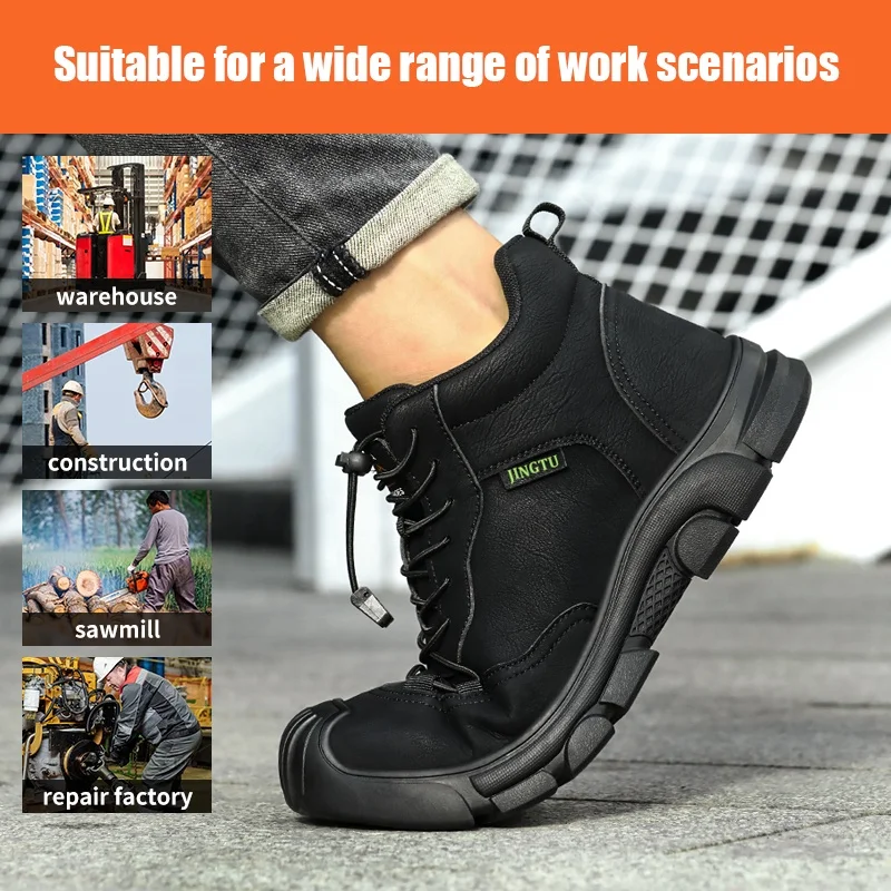 JINGTU steel toe safety boots anti-puncture safety boots Waterproof microfiber upper safety boots