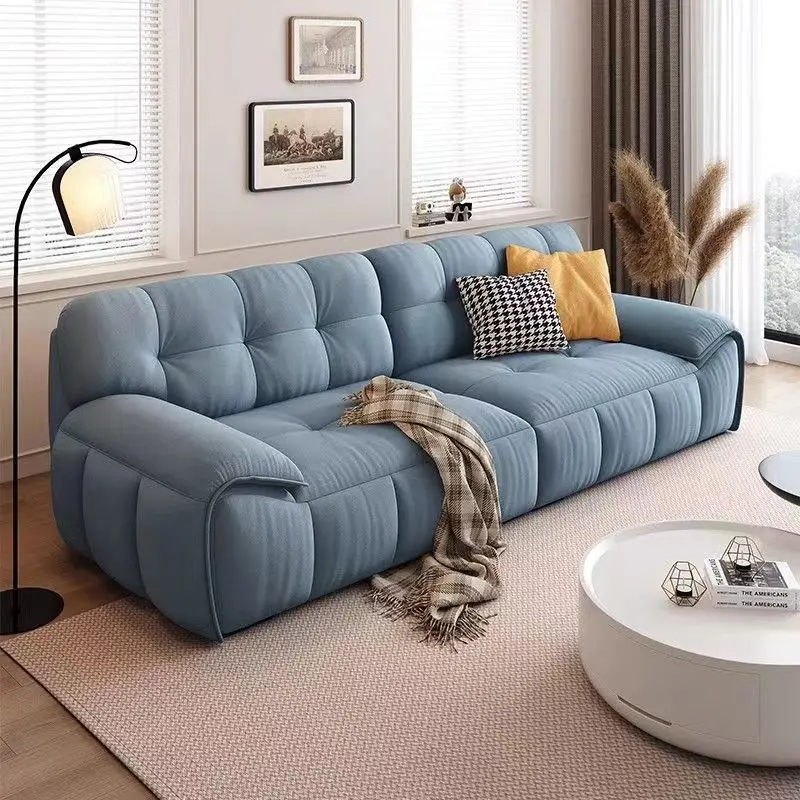 French Cream Style New Simple Puff Cloud Fabric Sofa Living Room Small Apartment Simple Modern Straight Sofa Wholesale