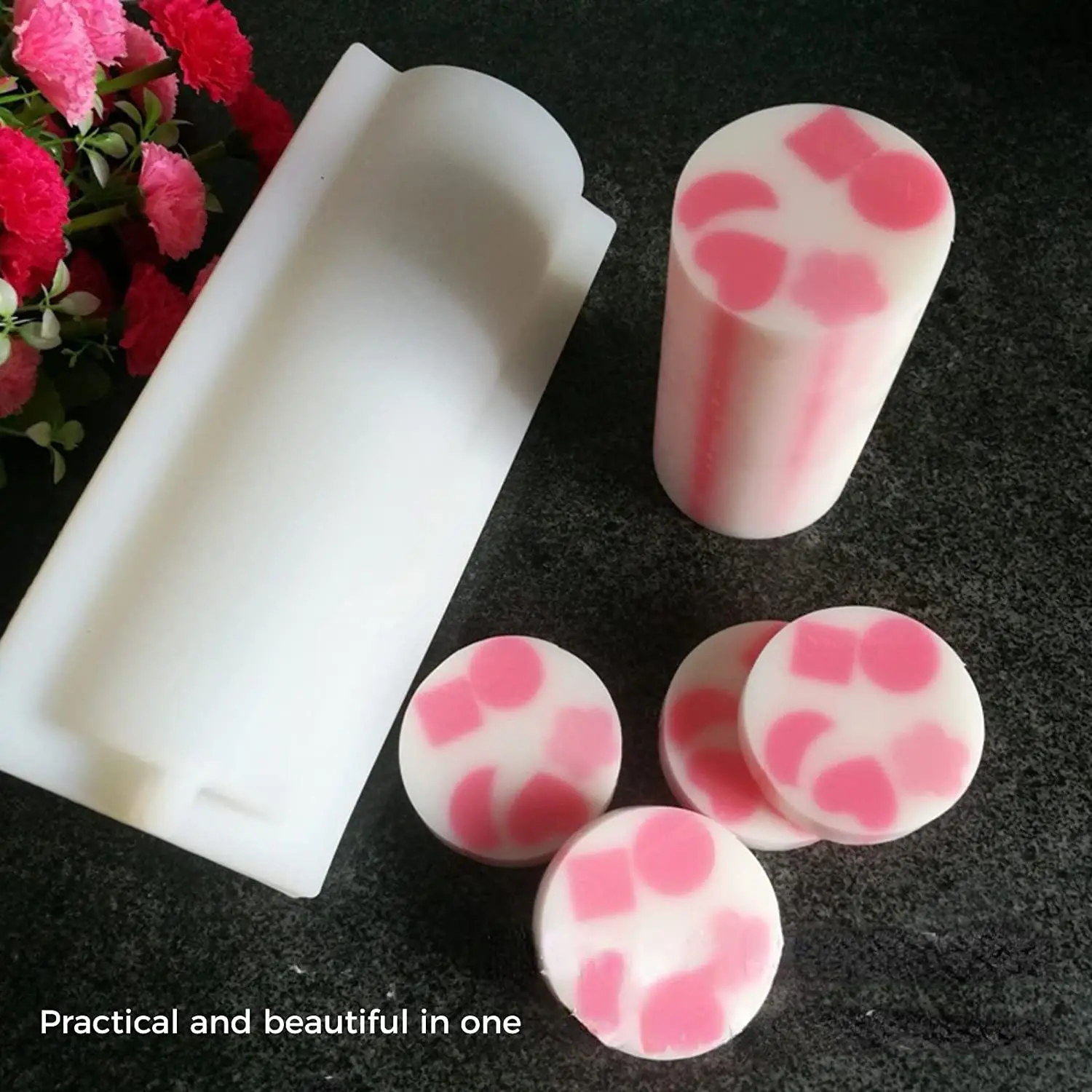 Cylinder Soap Mold Set 10 Pcs Kaleidoscope Pull Through Soap Mold Set 1000ml/35oz Silicone Column Mold for DIY Soaps Candles