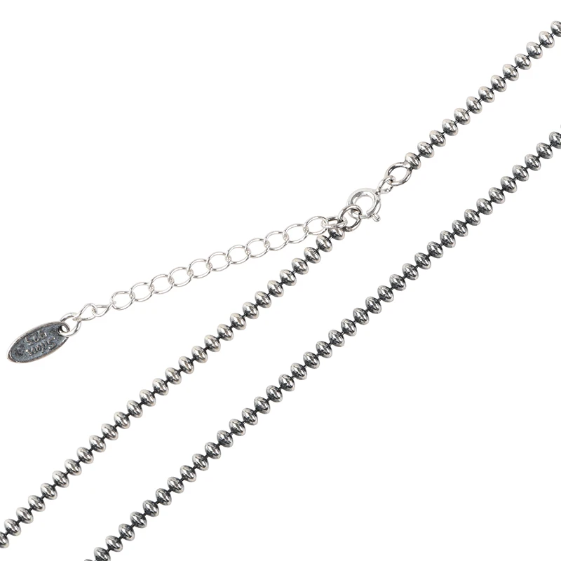Authentic silver chain S925 Sterling Silver Chain Jewelry 2.5mm Vintage hip hop Silver Bead Necklace for men and women