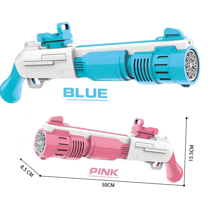 Popular  Hot TiTok kids summer bubbling machine toys led light up 10 holes electric gatling rifle bubble gun toy