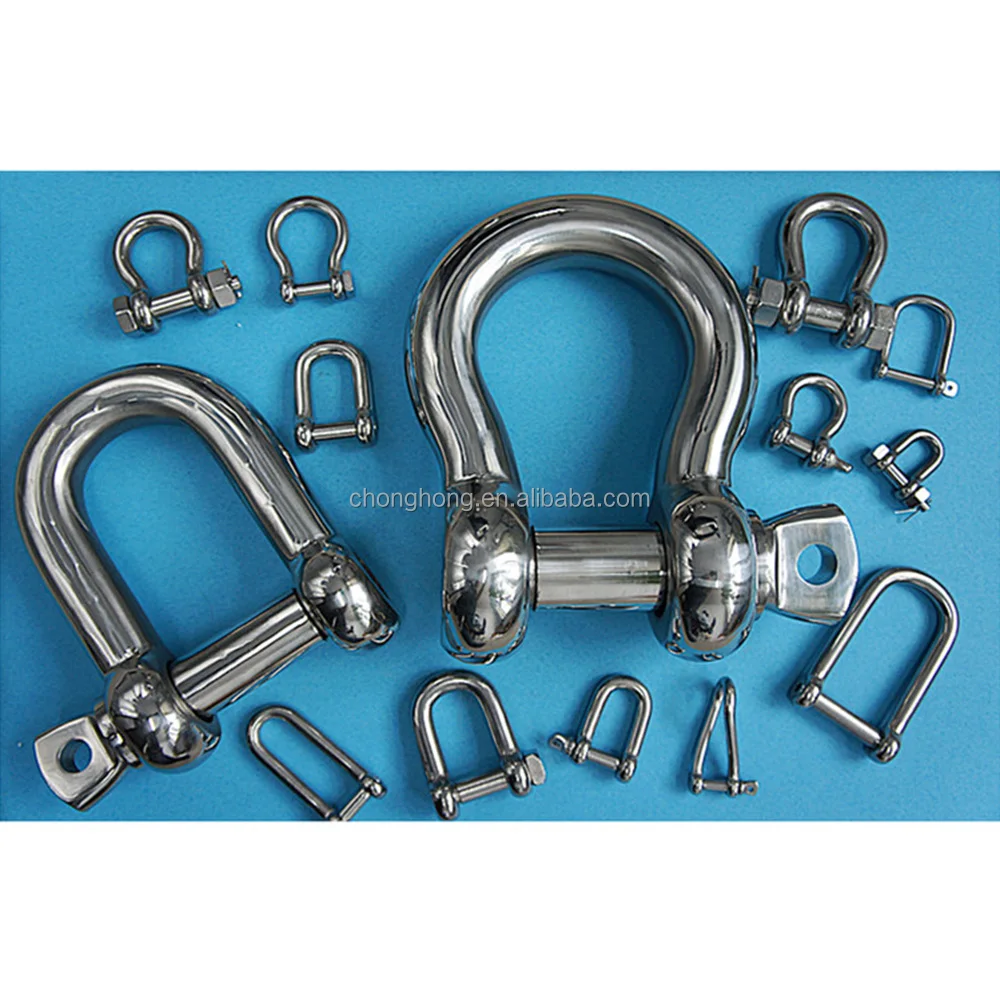 Stainless Steel Shackle European JIS Type Screw Pin Bow Shackle Heavy Duty SS304 SS316 Anchor Shackle