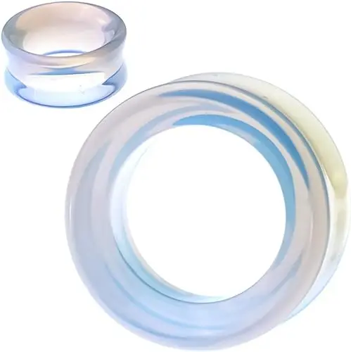 Opal Double Flare Tunnel Plug Opalite Stone Eyelet Ear Plugs Piercing Jewelry  for Stretched Ears 6mm-25mm