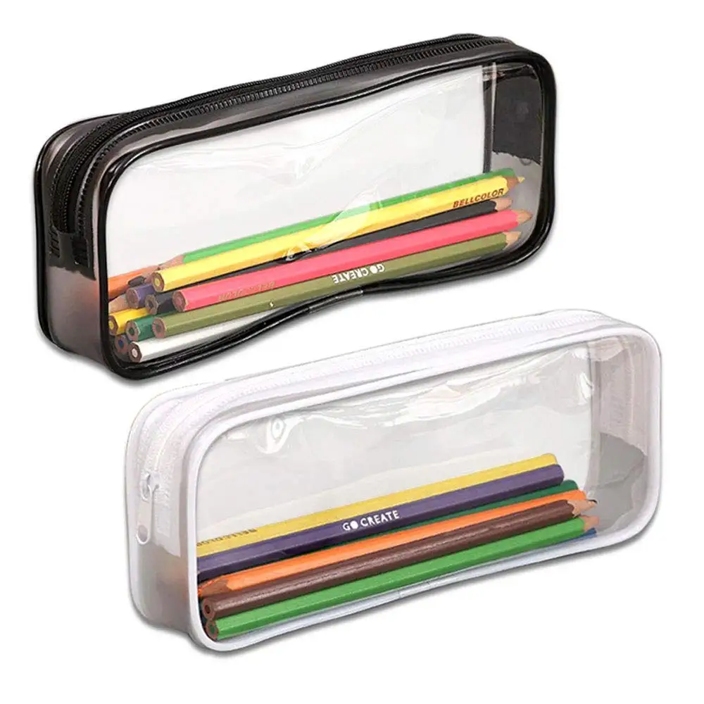 Pencil Case /transparent PVC Big Capacity Pencil Pouch/ Pen Bag Cosmetic Pouch with Zipper for School Office Plastic