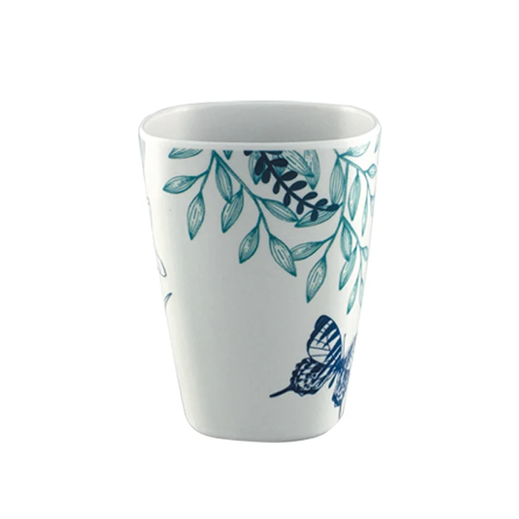 SEBEST Factory Outdoor Cheap Custom Printed Bulk Stacking 400 ml Square White Strong Melamine Cups