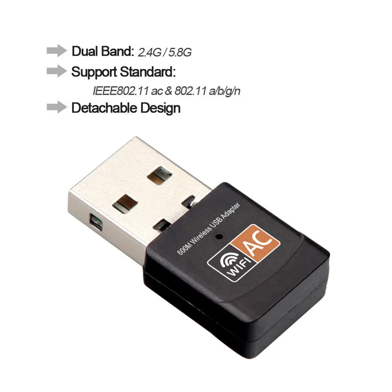 Двухчастотная Беспроводная сетевая мини-карта USB 600M настольный ноутбук 2 4G/5G Wi-Fi