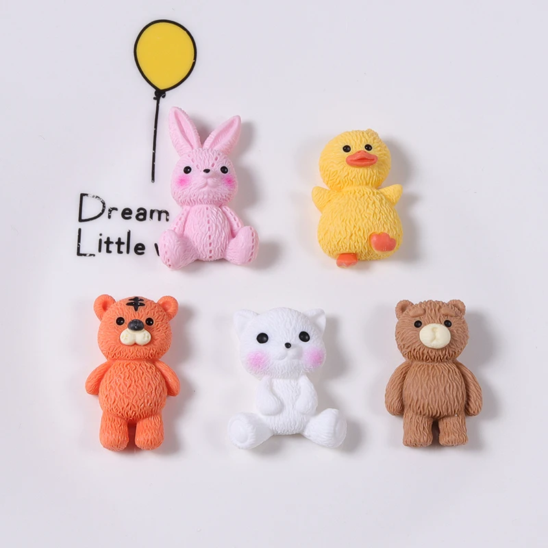 Красочные Мультяшные кролики с маленьким медведем подвески из смолы милый кабошон плоской спинкой аксессуары «сделай сам» центр для бантов