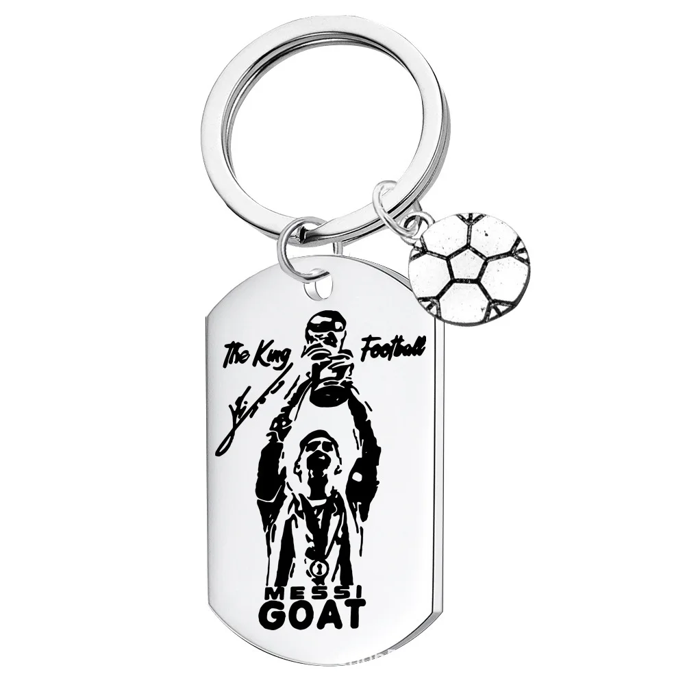Wholesale Soccer Football Star Stainless Steel Keychain Pendant Engraving