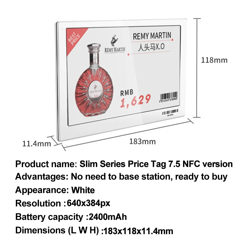 7.5 Inch E-Ink Labels Screen Epaper For Supermarket Store Drugstore Storage Digital Price Tag Display Esl Electronic Shelf Label