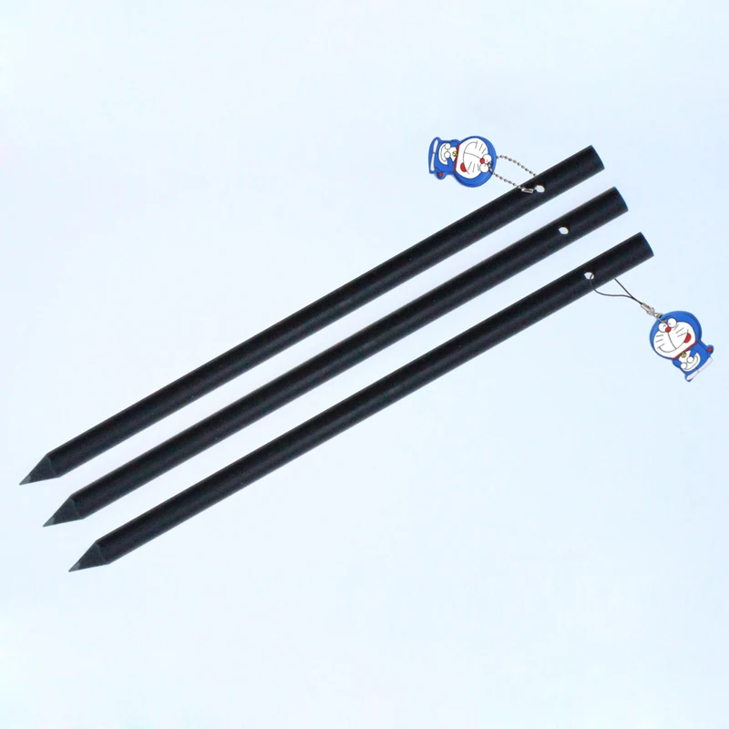 Customized high quality multiple styles black wood pencil OEM brand HB pencil with small article pendant for promotion