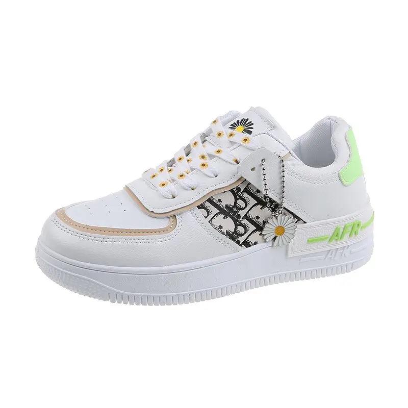 
2020 New Factory Direct White shoes Casual Student Shoes Lace Up with Flowers Big Size Women 36-42# 
