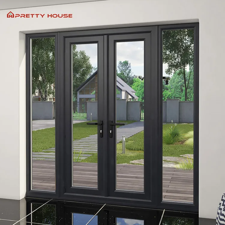 Interior Double Glazed Hinges Aluminum French Doors